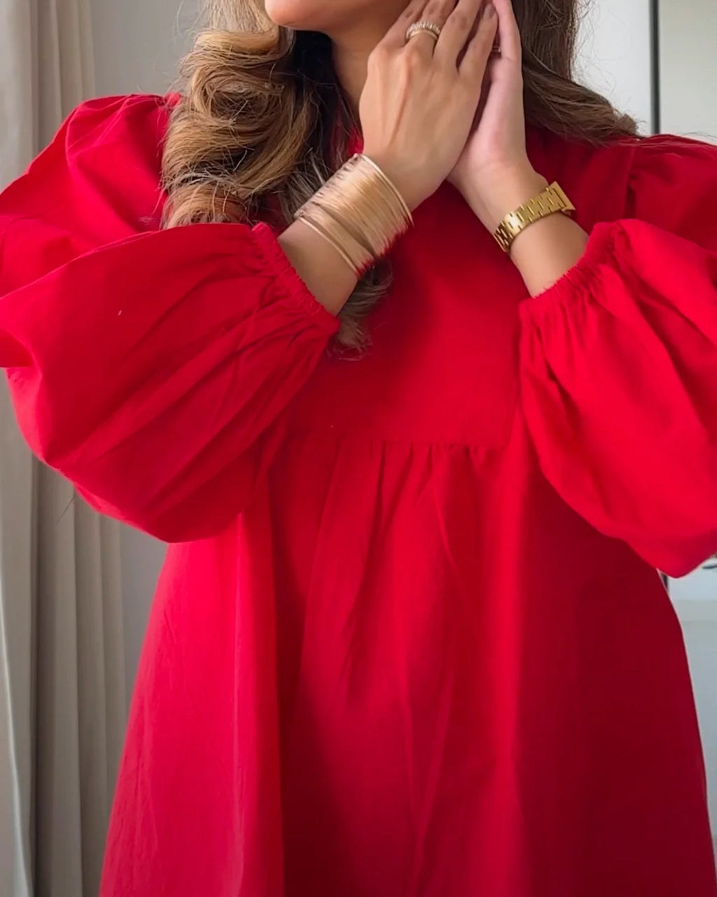 Cherry Red Poplin Dress