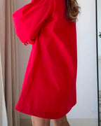 Cherry Red Poplin Dress