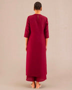 Reddish Maroon Co-Linen Kurta Set