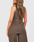 Brown Co-Linen Front Waistcoat & Trousers
