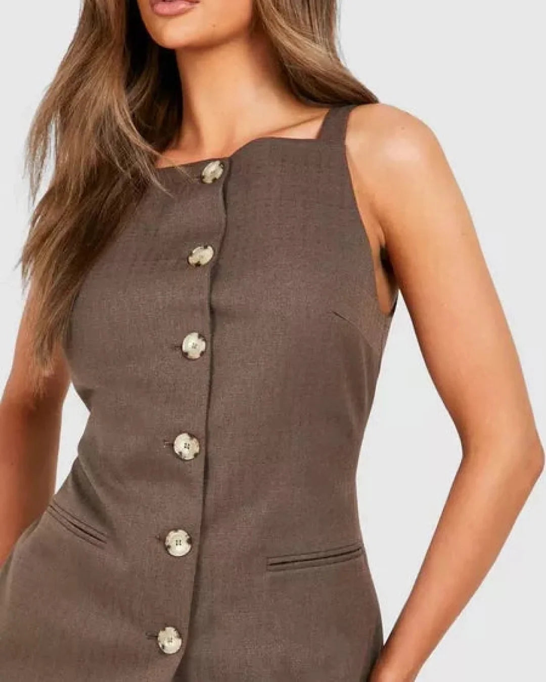 Brown Co-Linen Front Waistcoat & Trousers