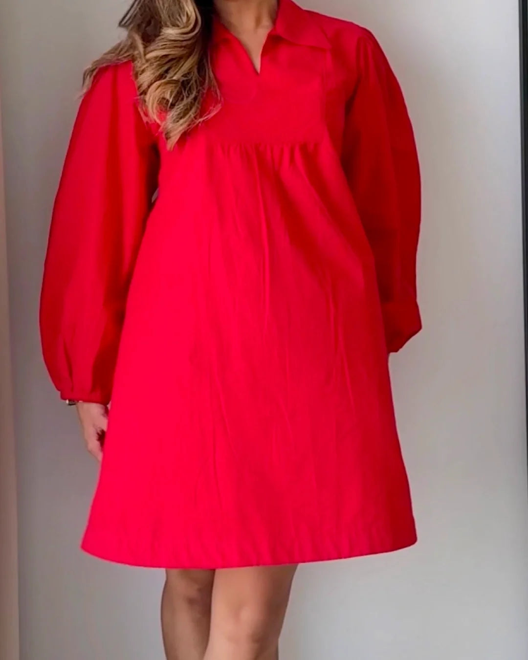 Cherry Red Poplin Dress