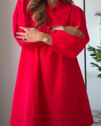 Cherry Red Poplin Dress