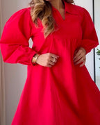 Cherry Red Poplin Dress