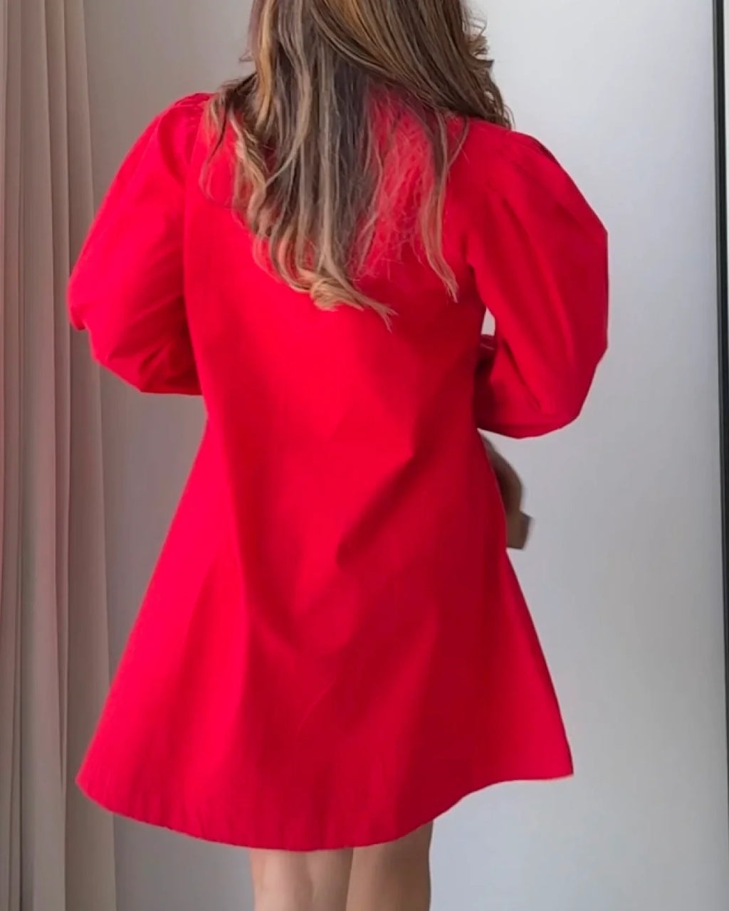 Cherry Red Poplin Dress