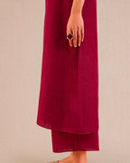 Reddish Maroon Co-Linen Kurta Set