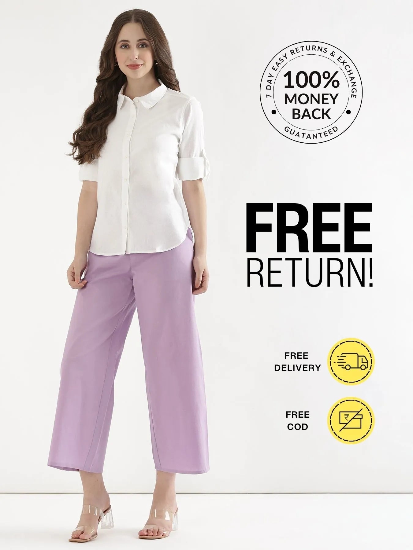Lavender Linen Wide Leg Pants