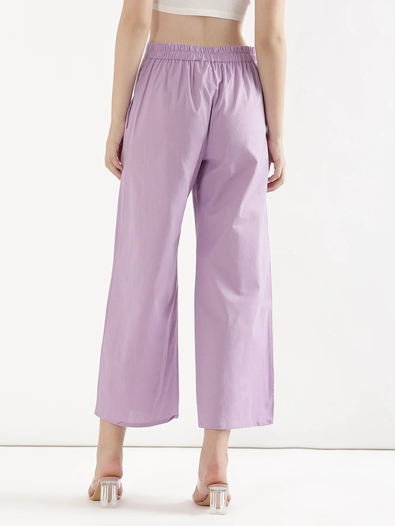 Lavender Linen Wide Leg Pants
