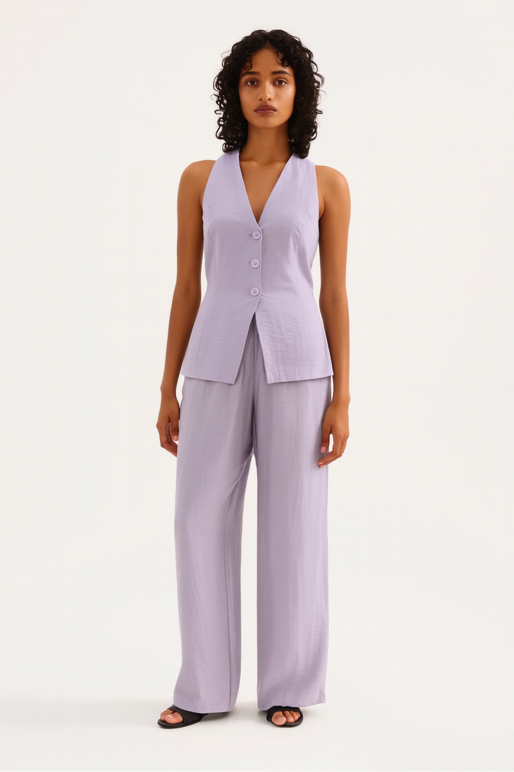 Soho Linen Button-Front Vest & Pant Set - Virelle