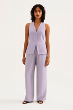 Soho Linen Button-Front Vest & Pant Set - Virelle