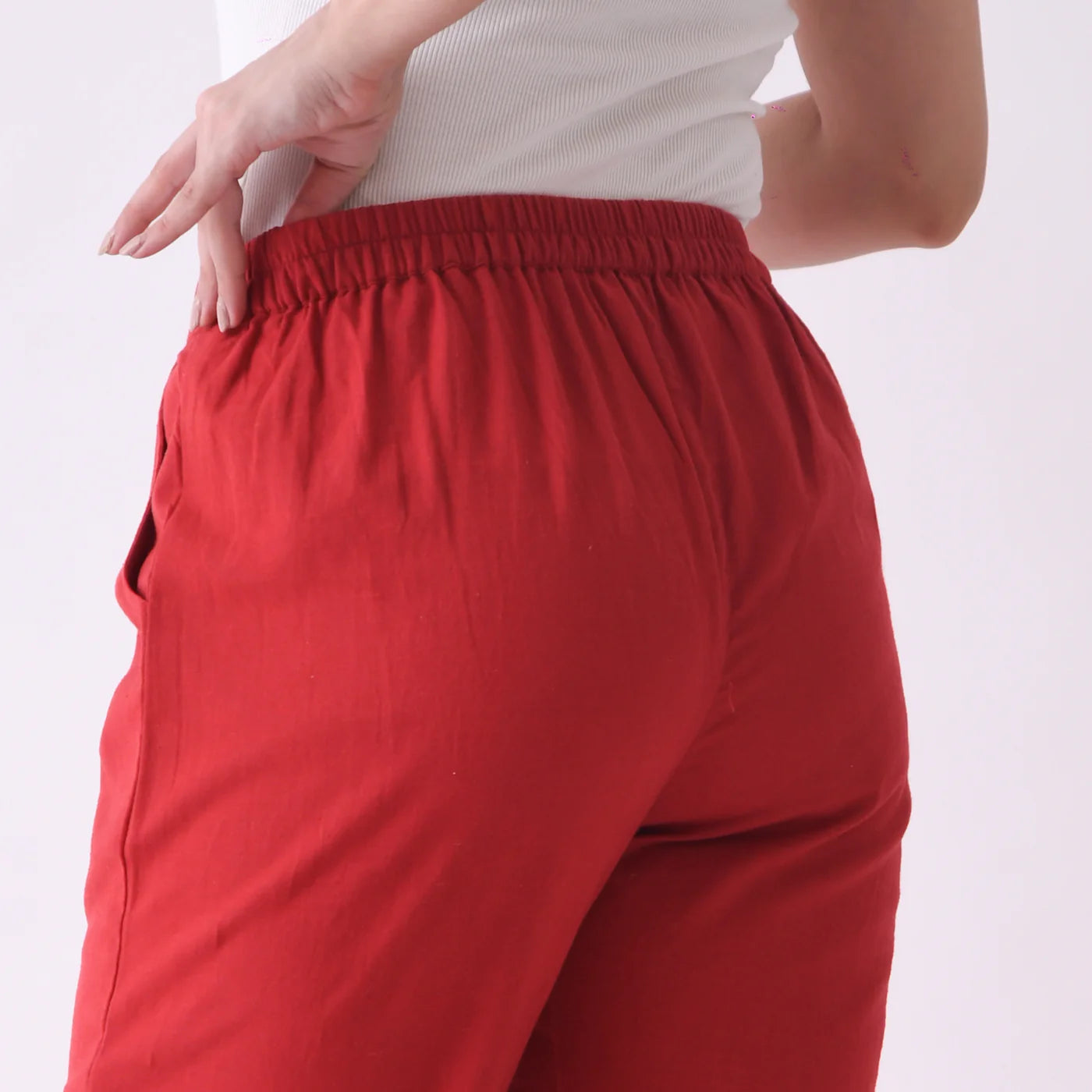 Cherry Red Linen Pants