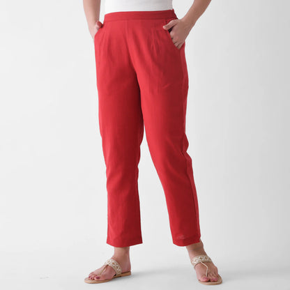 Cherry Red Linen Pants