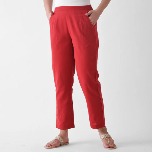 Cherry Red Linen Pants