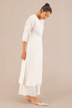 Crystal White Co-Linen Kurta Set