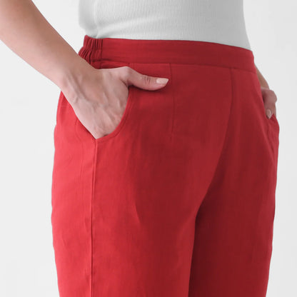 Cherry Red Linen Pants