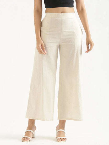 Greige Linen Wide Leg Pants