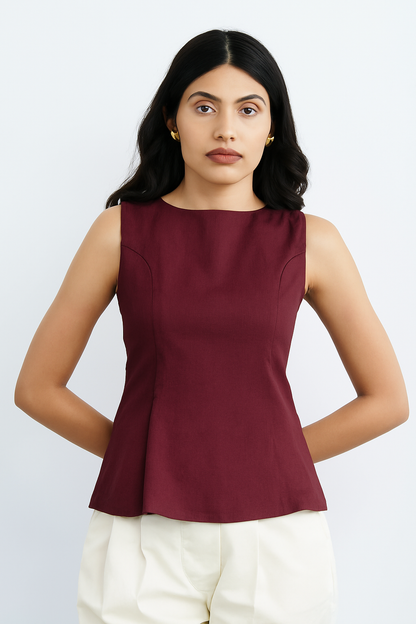 Burgandy Bow Tie Top