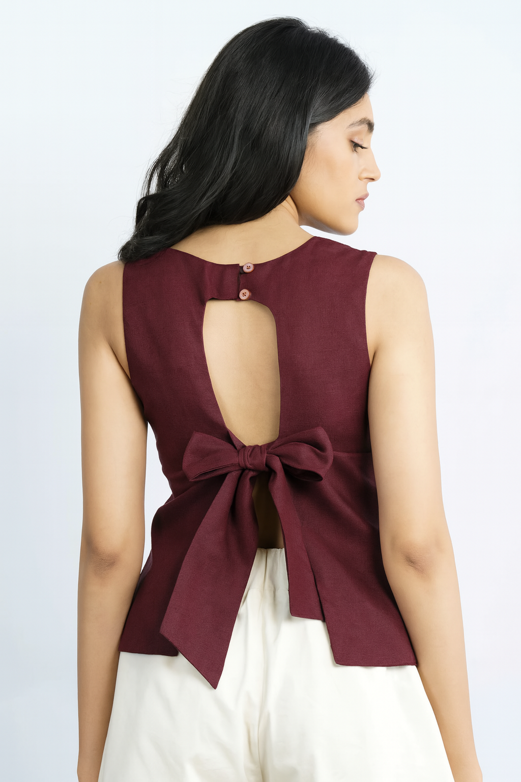 Burgandy Bow Tie Top