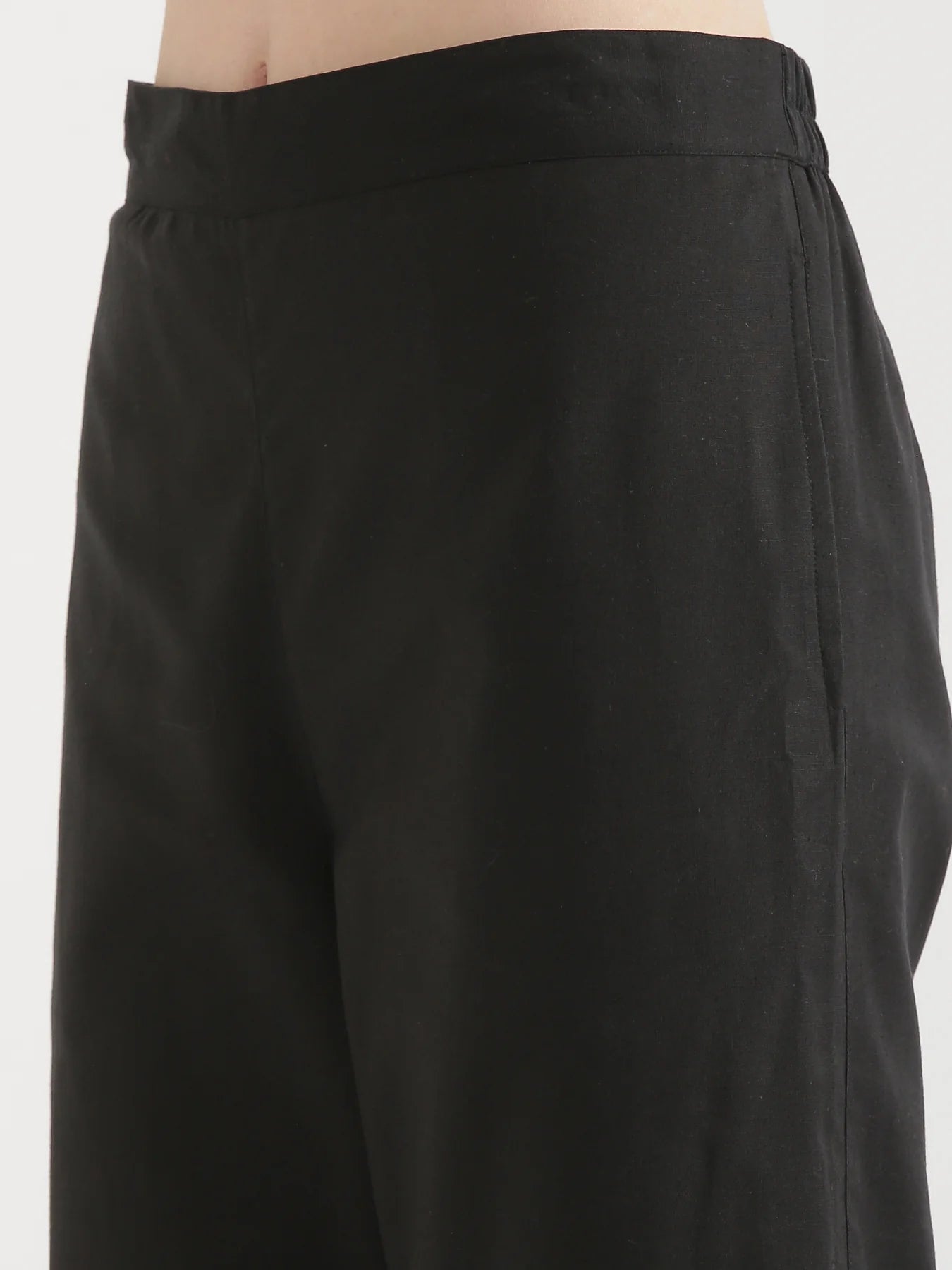 Black Linen Wide Leg Pants