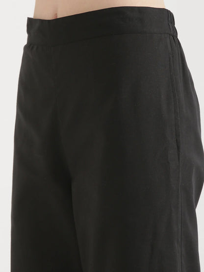 Black Linen Wide Leg Pants