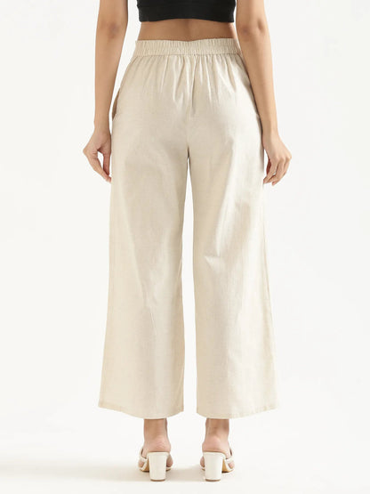 Greige Linen Wide Leg Pants