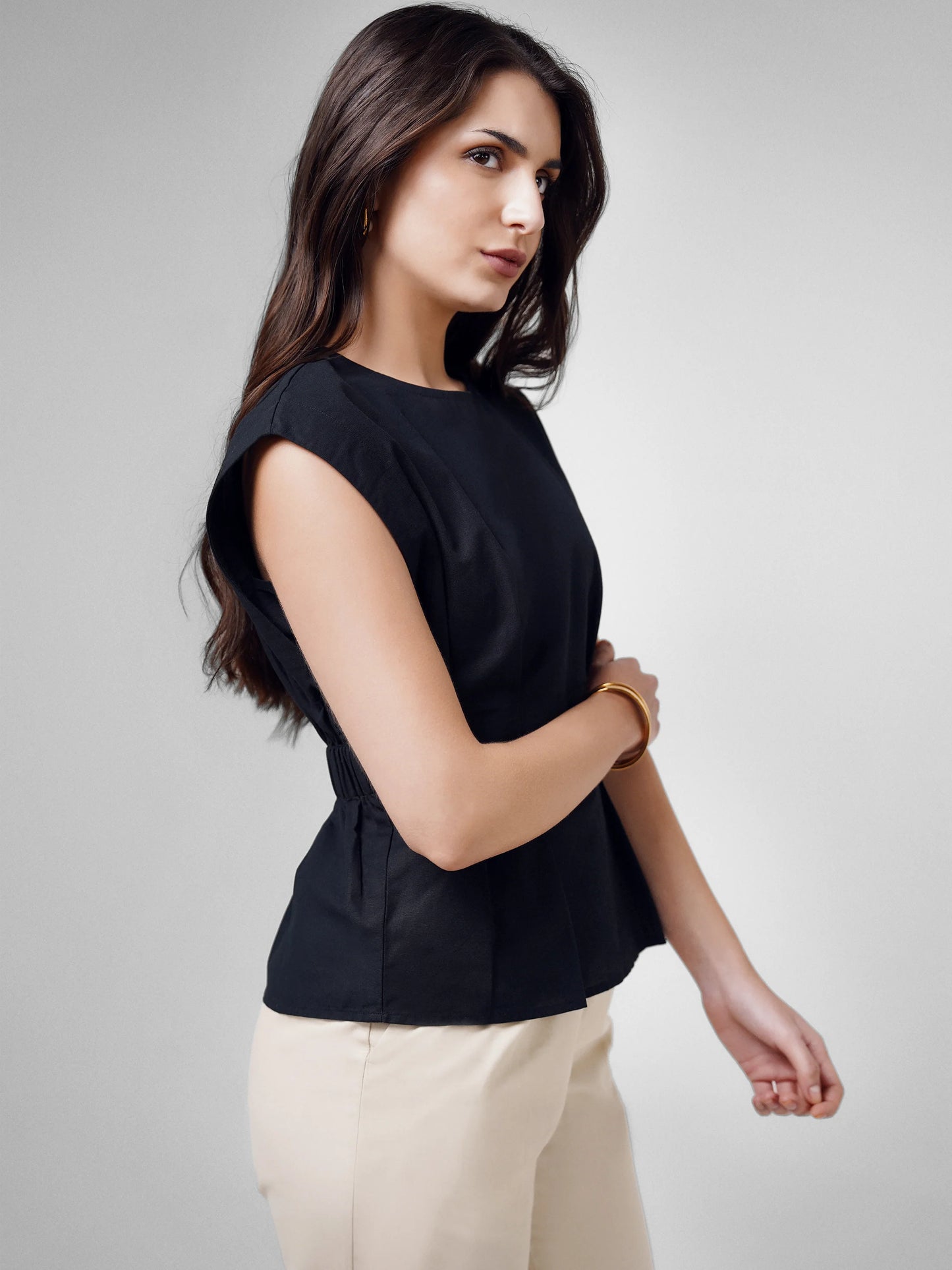 Carbon Pleated Top