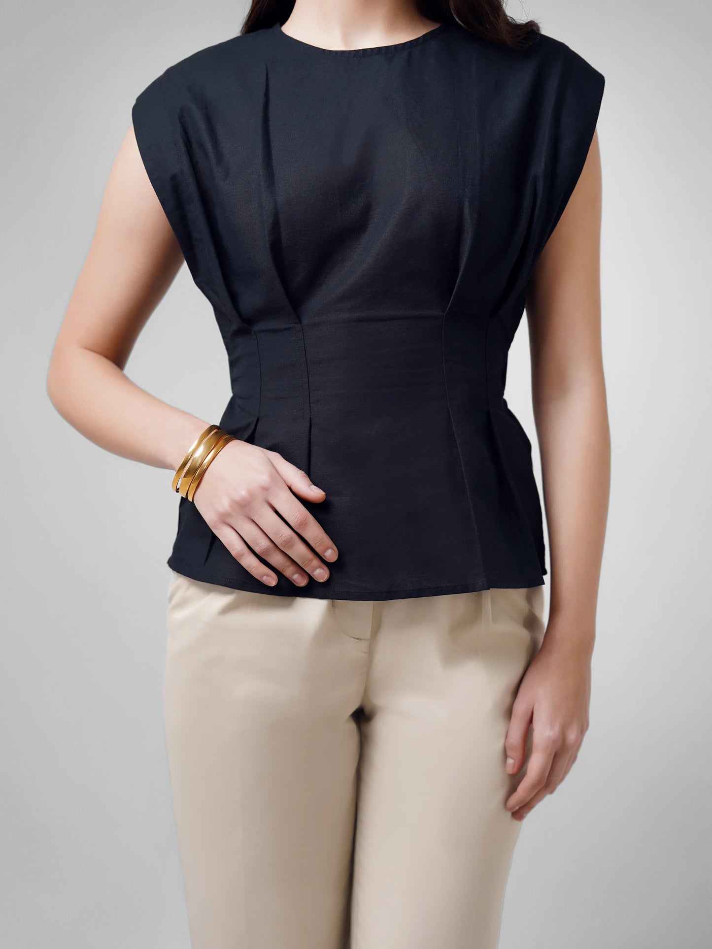 Carbon Pleated Top