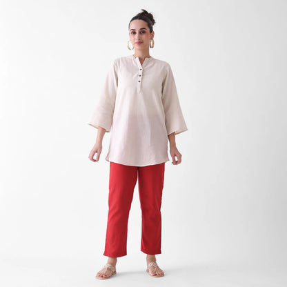 Cherry Red Linen Pants