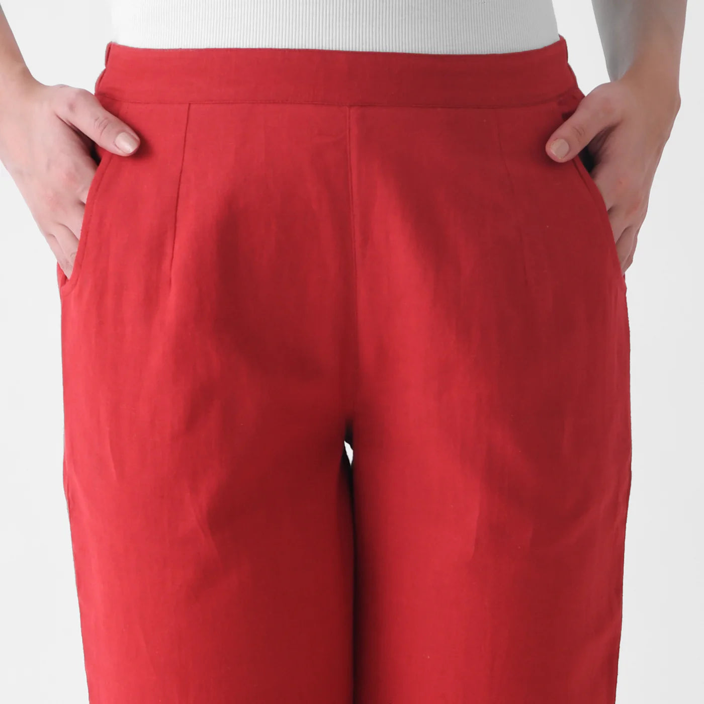 Cherry Red Linen Pants