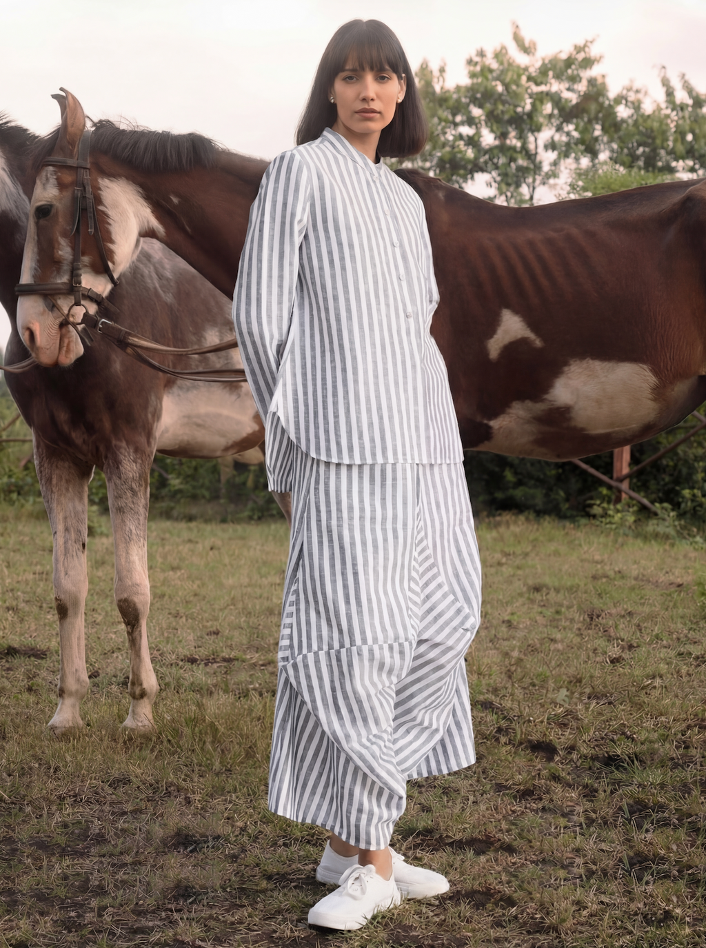 Paddock Pinstripe Linen Co-ord Set