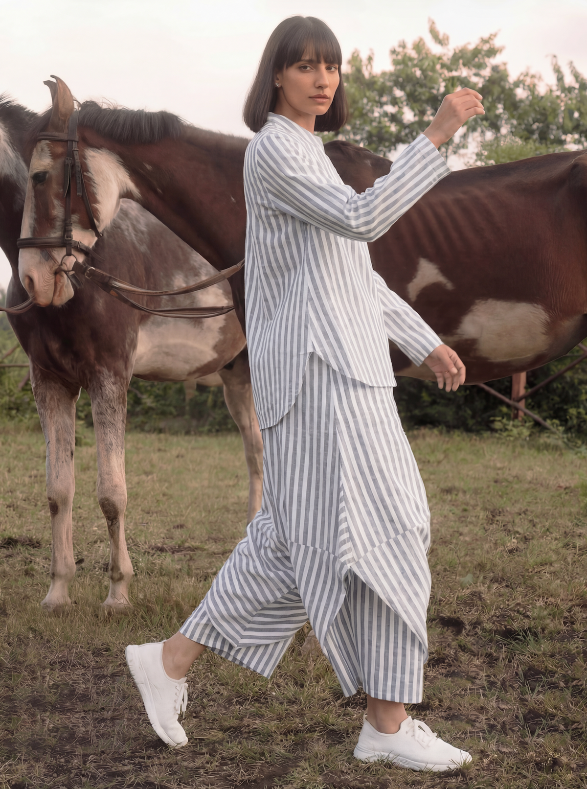 Paddock Pinstripe Linen Co-ord Set