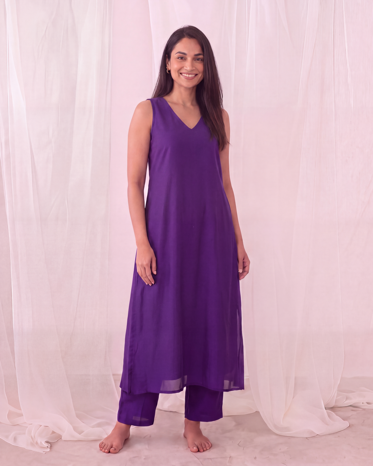 Meher Muse Violet Sleeveless Co-ord Set