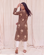 Elara Cotton Kurta Set – Cocoa
