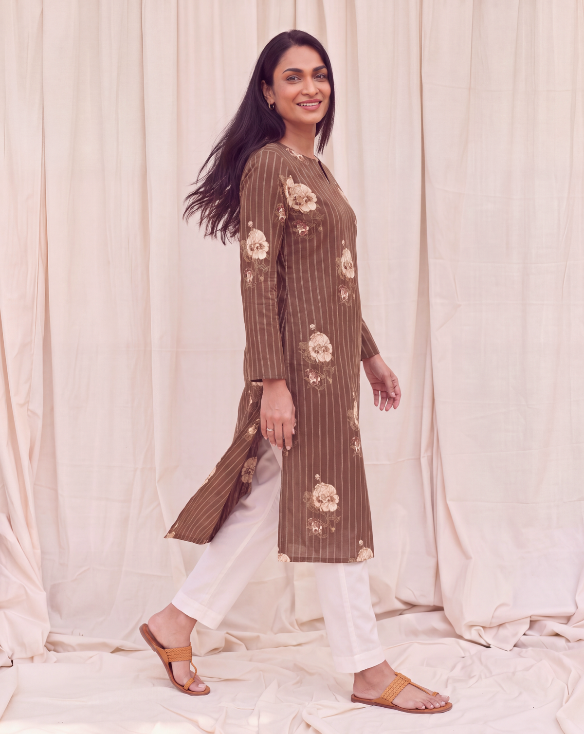 Elara Cotton Kurta Set – Cocoa