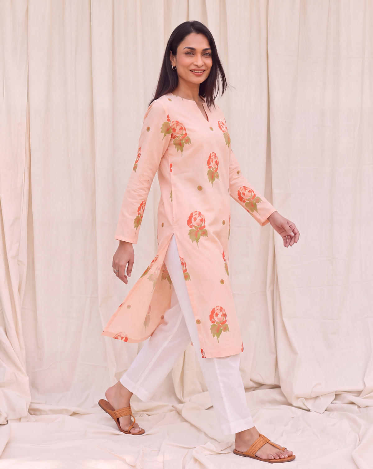 Anaya Cotton Kurta Set – Blush