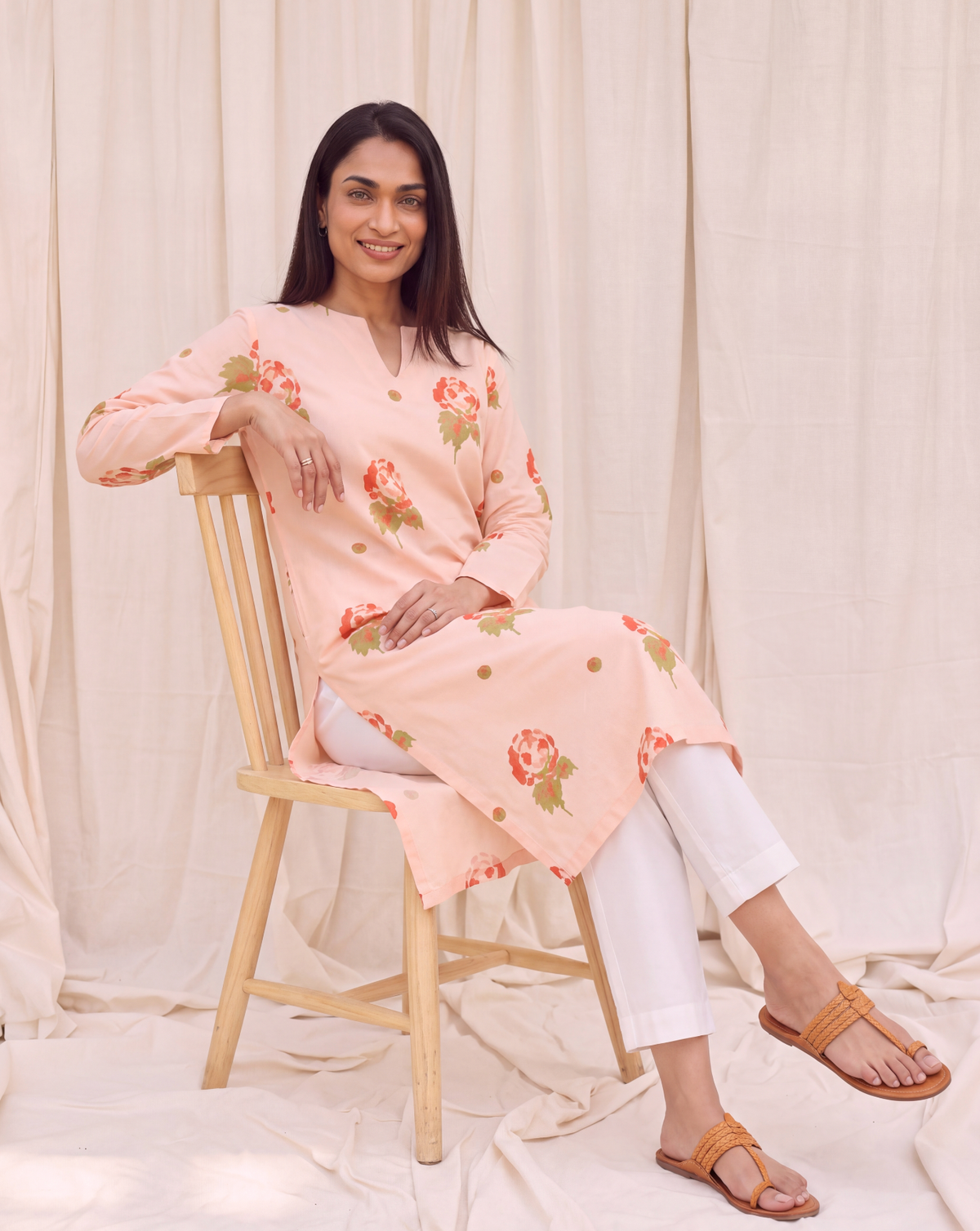 Anaya Cotton Kurta Set – Blush