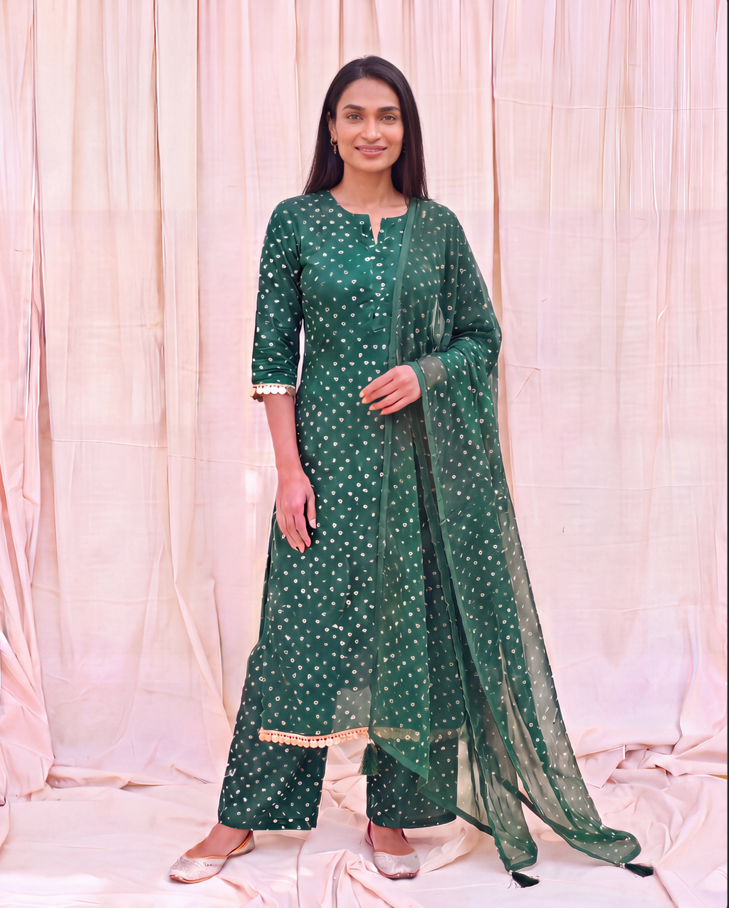 Panna Bandhani Set