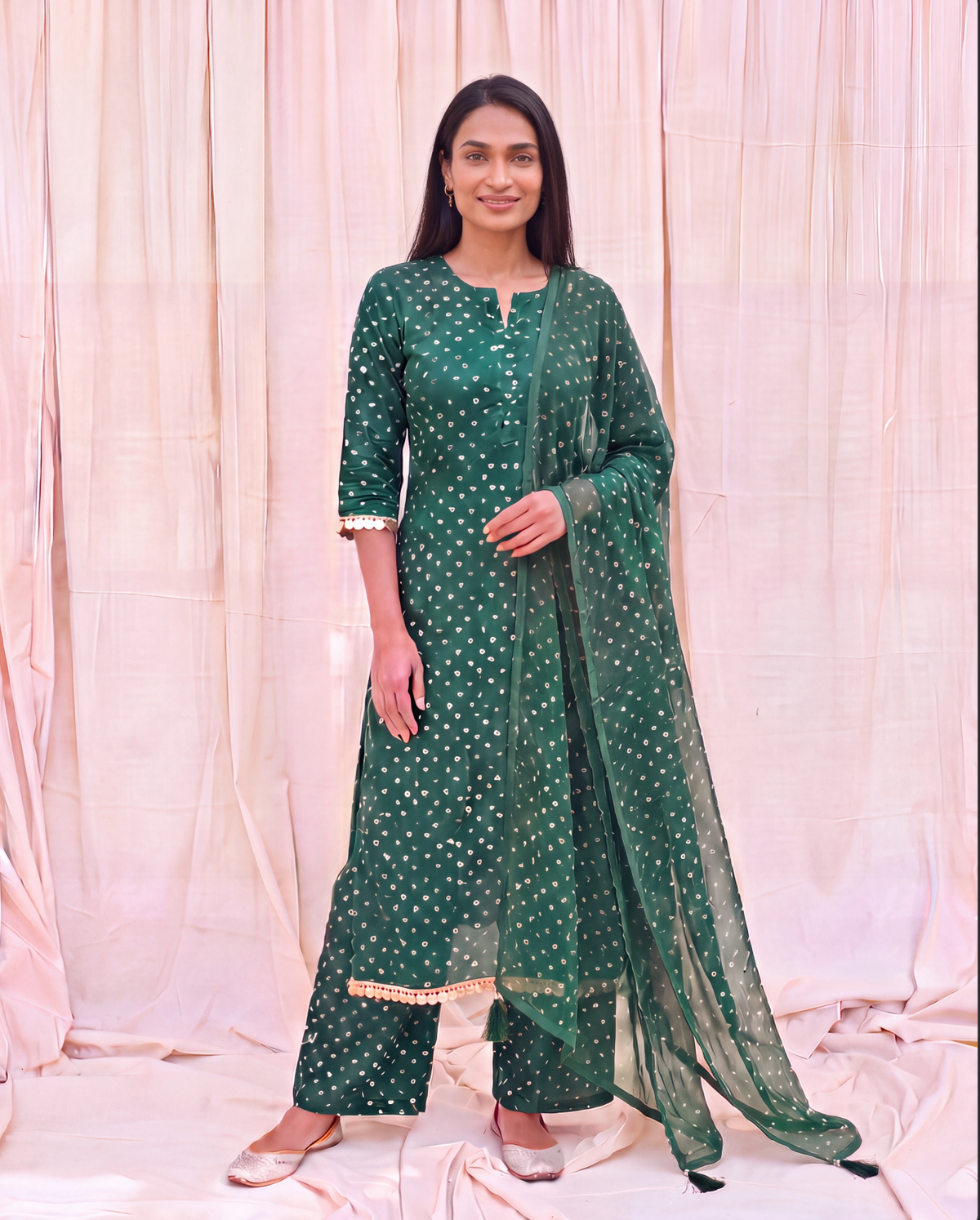 Panna Bandhani Set