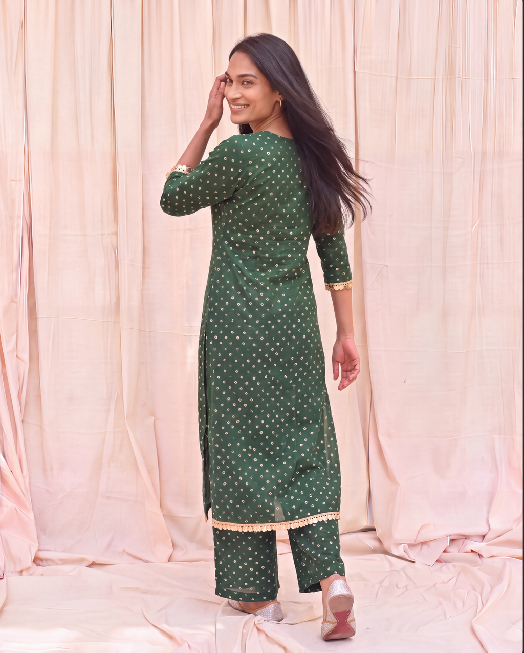 Panna Bandhani Set