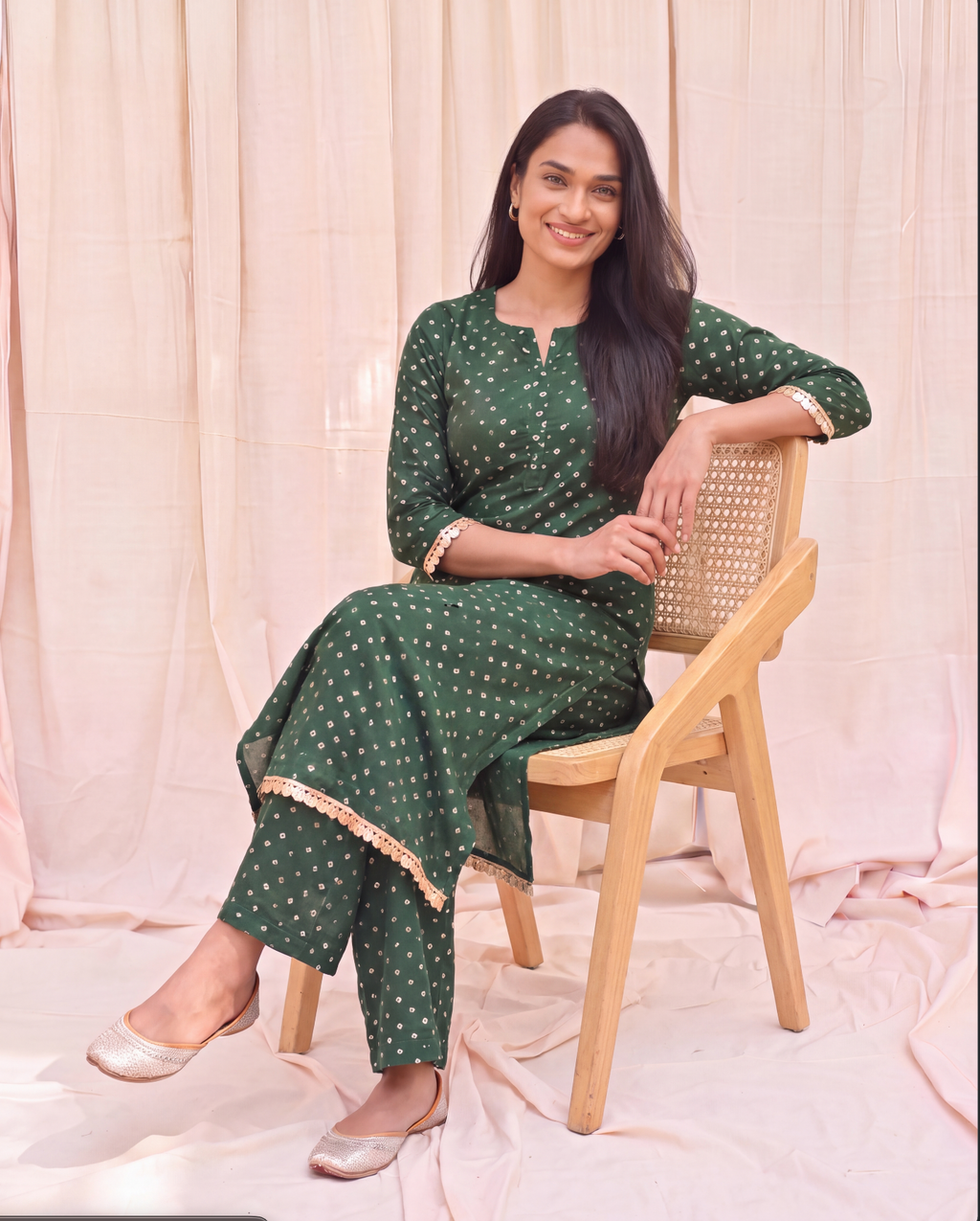 Panna Bandhani Set