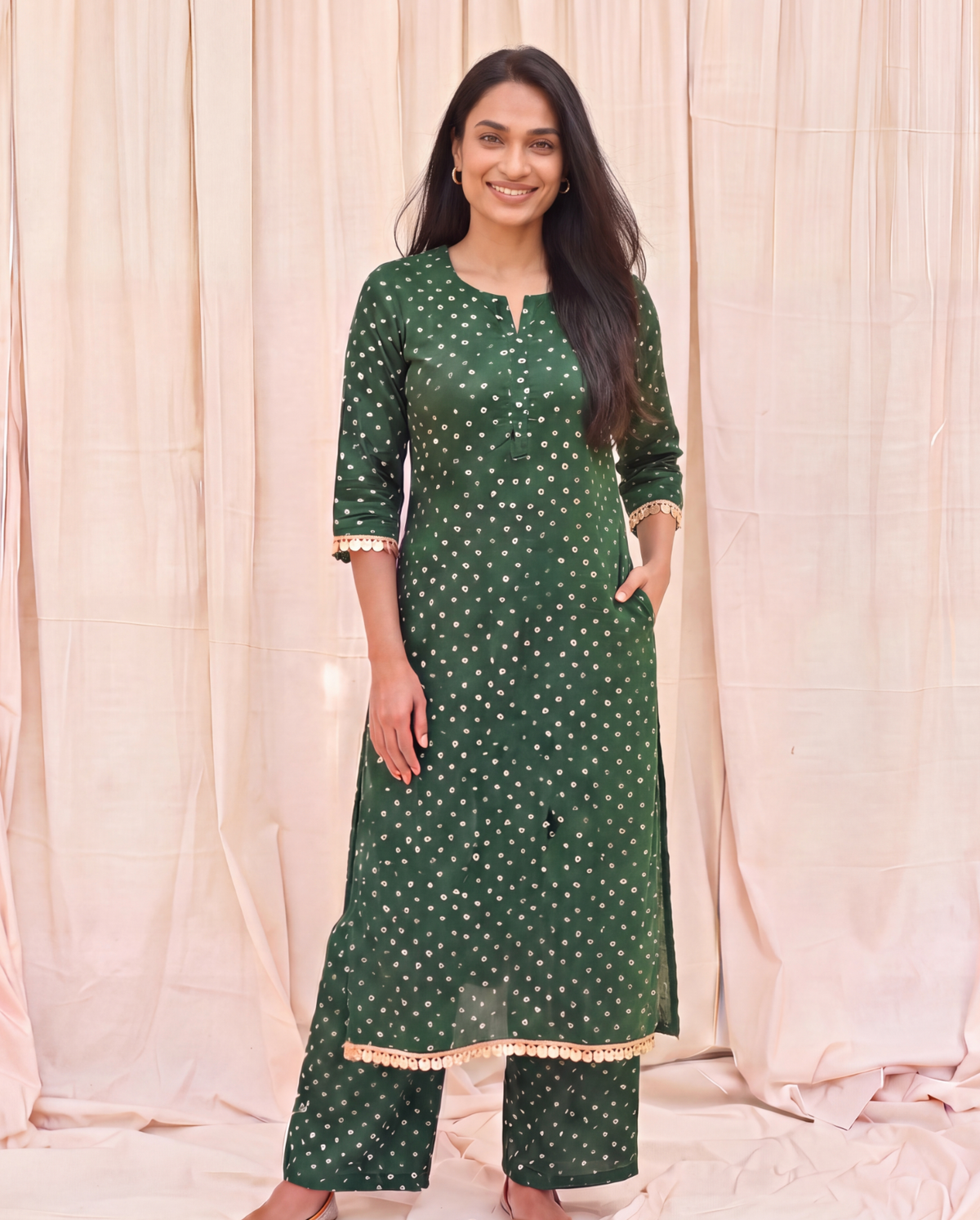 Panna Bandhani Set