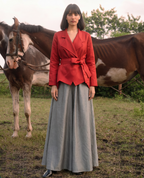 Kareena Kapoor Muse Scarlet Red Wrap Blazer Shirt