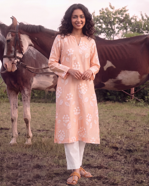 Alia Bhatt Muse Peach Cotton-Linen Co-ord Set