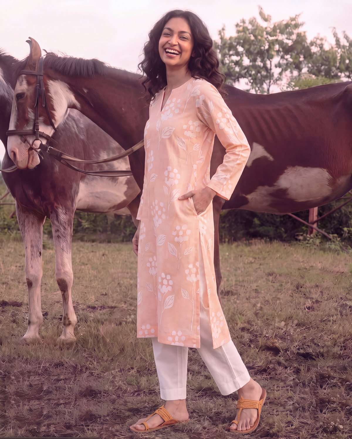 Alia Bhatt Muse Peach Cotton-Linen Co-ord Set