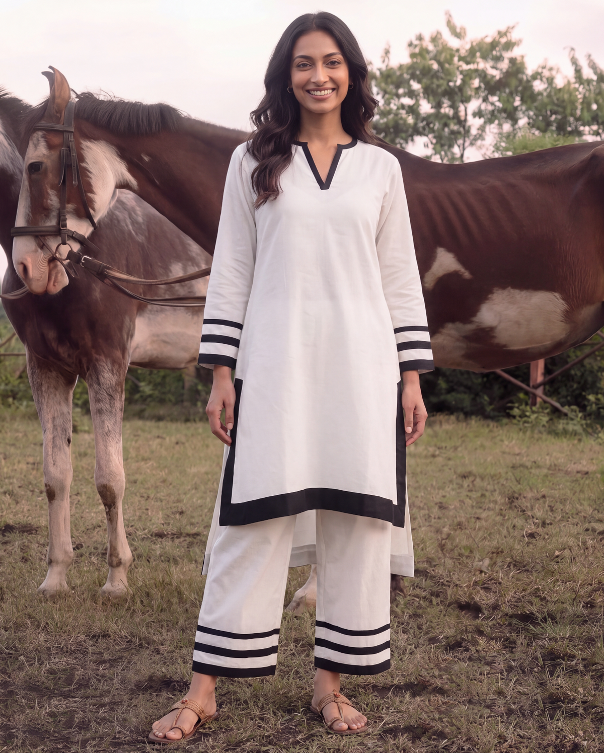 Neha Dhupia Muse Monochrome Co-linen Coord Set