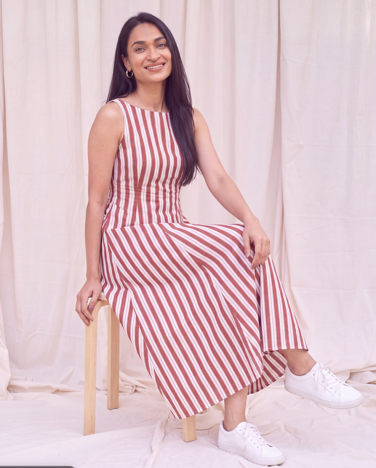 Mrunal Thakur Muse Riviera Striped Maxi Dress