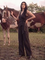 Carbon Black Cotton-Linen Co-ord Set